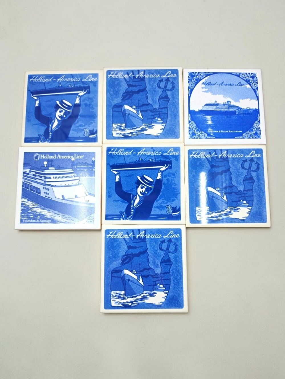 Delft Blue Cork Backed Tiles Holland America Line Royal Goedewaagen Delftware